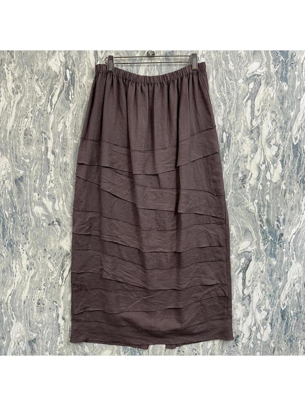Artsy Boho Minimalist Lagenlook Avant-Garde Brown Layered Maxiskirt (L)